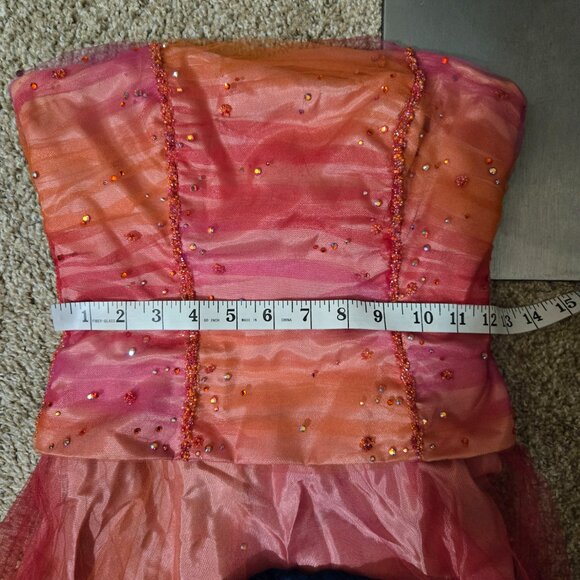 3/4 (fits modern 00) Customized Y2K Vintage De Laru Pink/Orange Tulle Gown Dress - Picture 6 of 7